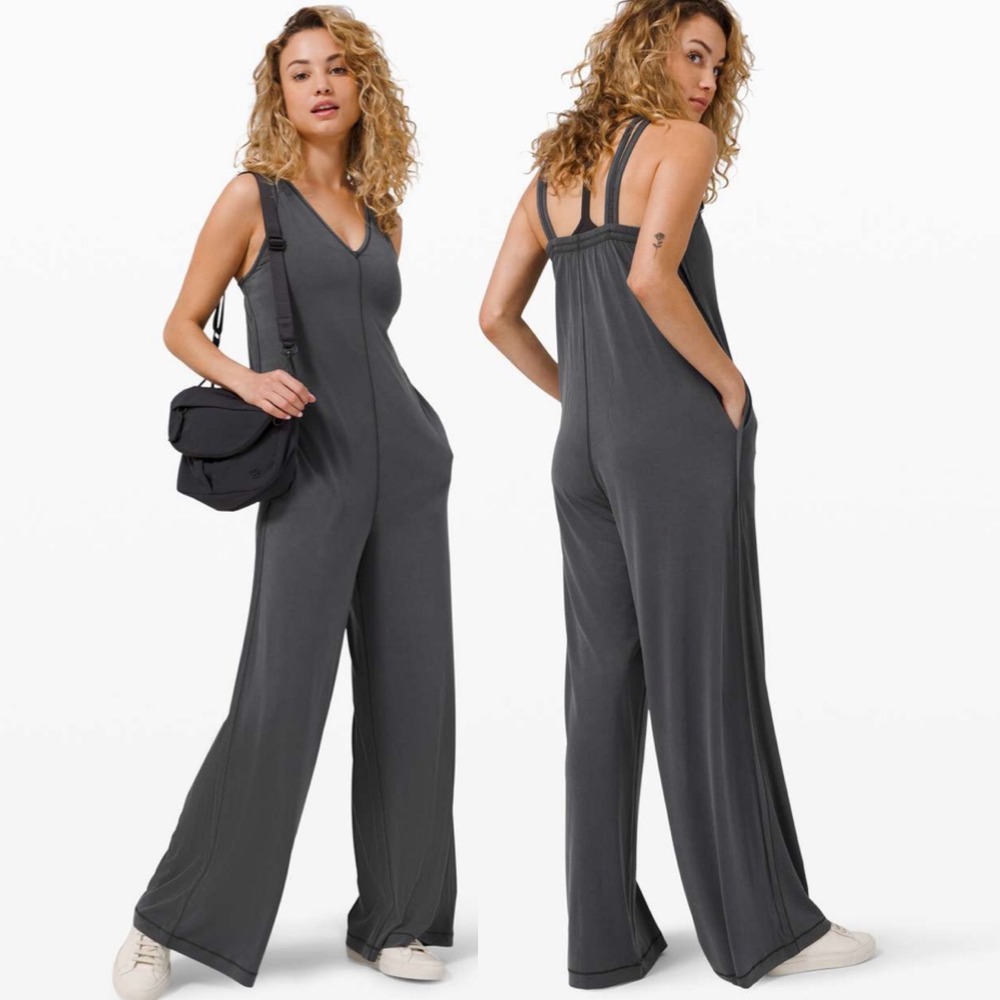 Lululemon Seek Softness Wide Leg Jumpsuit Graphite Grey Womens Sz 4 Style W1CGTS